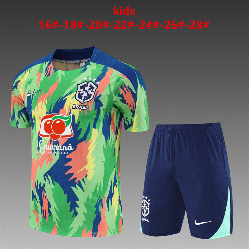 Kids Brazil Training Tracksuits 25/26 Football Kit Soccer Jersey