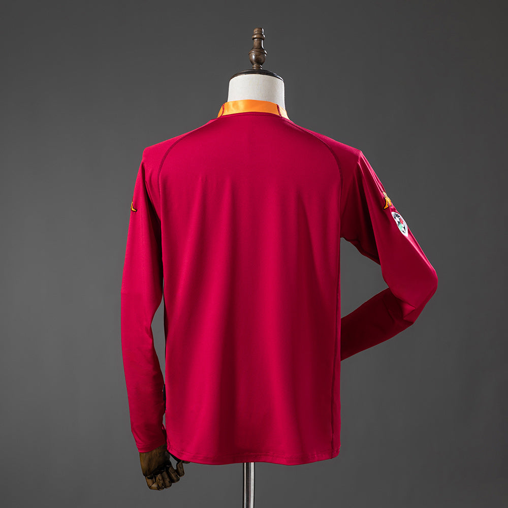 Retro Rome Home Jersey 2000-01 Long Sleeves Football Kit Soccer Shirt