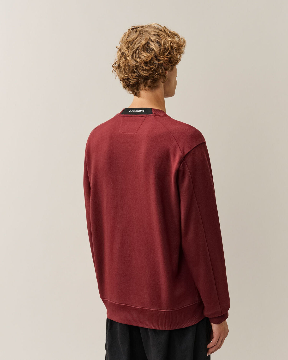 C.P. Company Diagonal Raised Fleece Crewneck Lens Sweatshirt in Andorra - Red