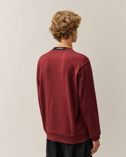 C.P. Company Diagonal Raised Fleece Crewneck Lens Sweatshirt in Andorra - Red