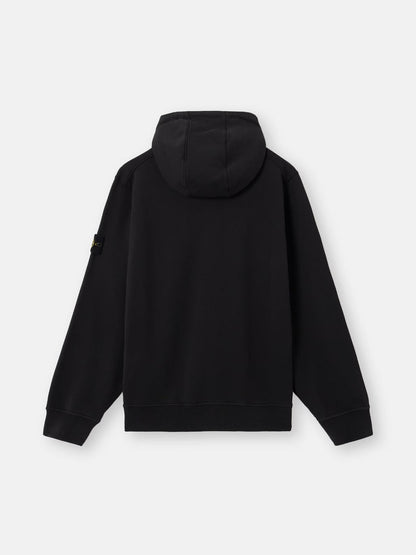 Stone Island Organic Cotton Fleece Zip-Up Hoodie in Black