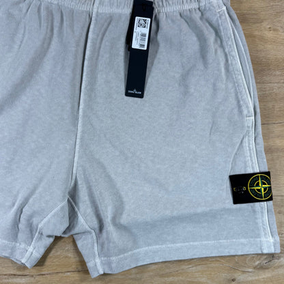 Stone Island Malfile Fleece 'Old Effect' Shorts in Pearl Grey