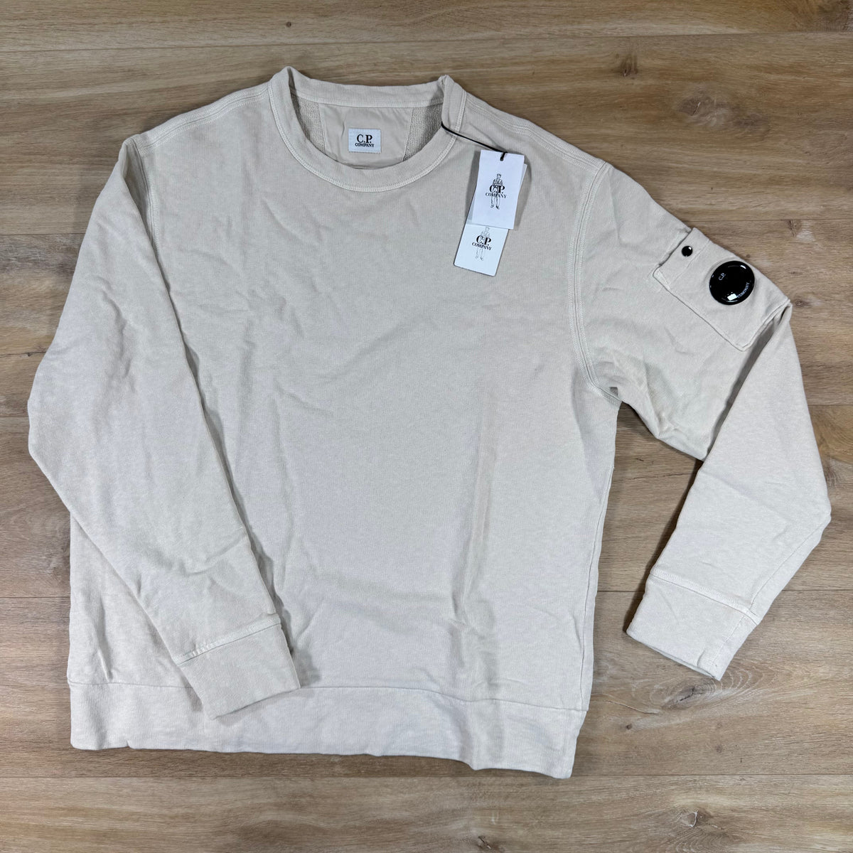 C.P. Company Malfile Fleece Lens Crewneck Sweatshirt in Frozen Dew
